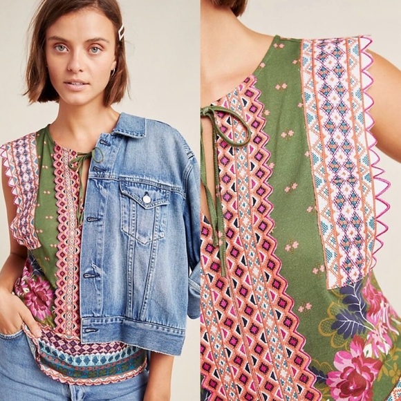 Anthropologie Sigrid Embroidered Tank Size Medium - Picture 14 of 15